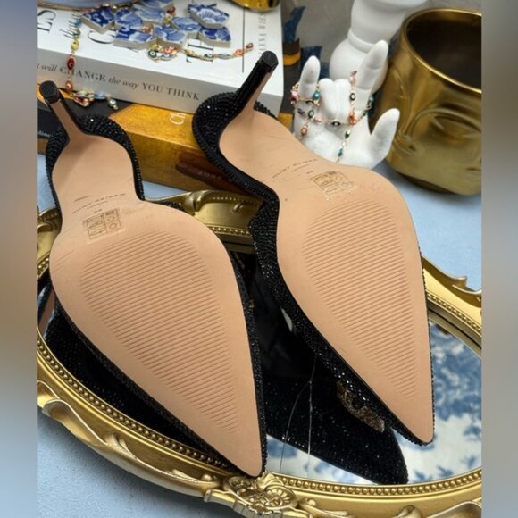 🆕 KURT GEIGER LONDON 🧿 NWOB Belgravia Black Crystal Sling Back Heel, Sz 38 7.5 - Picture 13 of 16